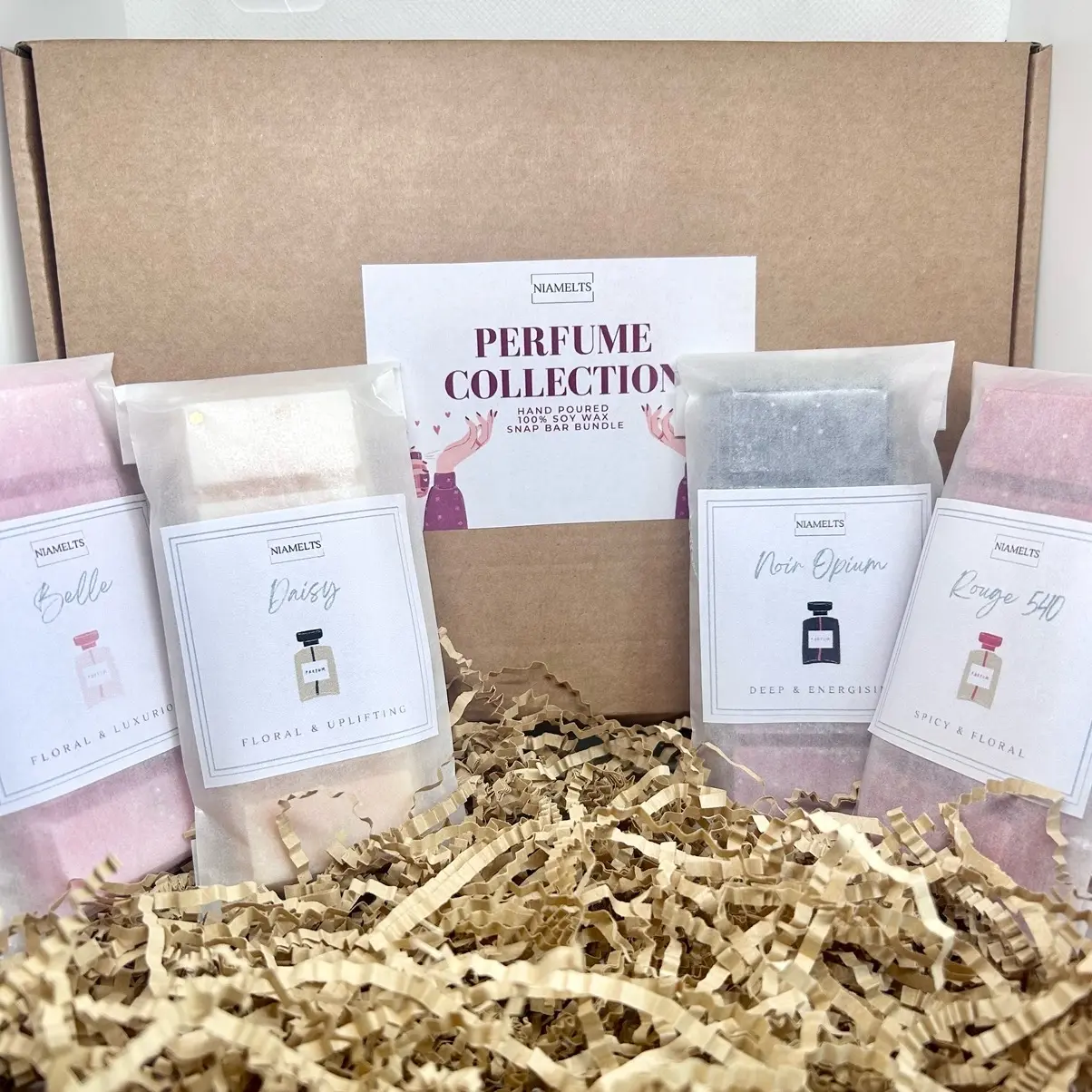 Perfume Wax Melt Snap Bar Bundle | 100% Soy Wax - 4 Snap Bars, Highly Fragranced, Long Lasting, Home Fragrance, Vegan & Cruelty Free, Perfect Birthday Gift, Fragrance and Perfume Lover