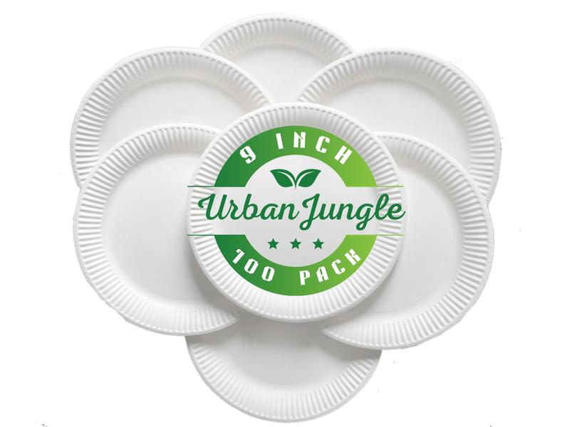 White Paper Plates 100 - 9 Inch Party Plates, 23 cm Picnic Plates - Strong Disposable Plates for Hot Food - Disposable Tableware for Birthday, Office, or Home Party Food 0