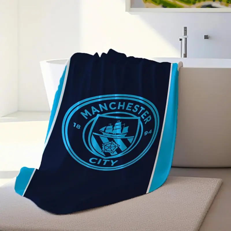Manchester City FC Super Soft Feel Badge Football Club Design Towel Perfect The Home, Bath, Beach & Swimming Pool | One Size 75cm x 150cm | 100% Cotton 4