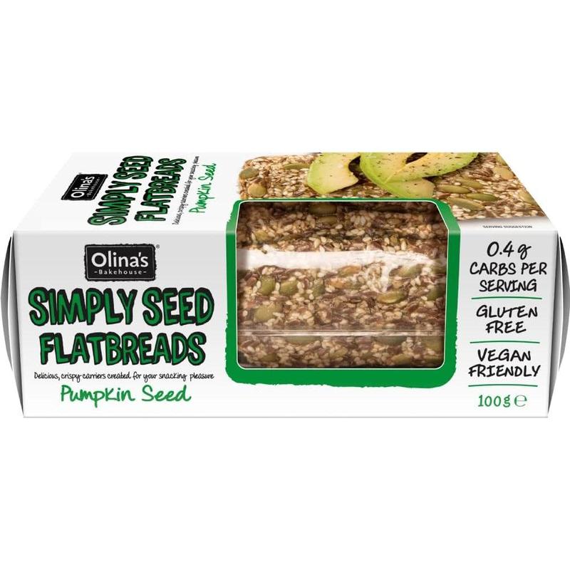 Olina's Crunchy Simply Seed Flatbreads with Healthy Pumpkin Seeds, Vegan, Gluten-Free, 100g Snack Pack 0