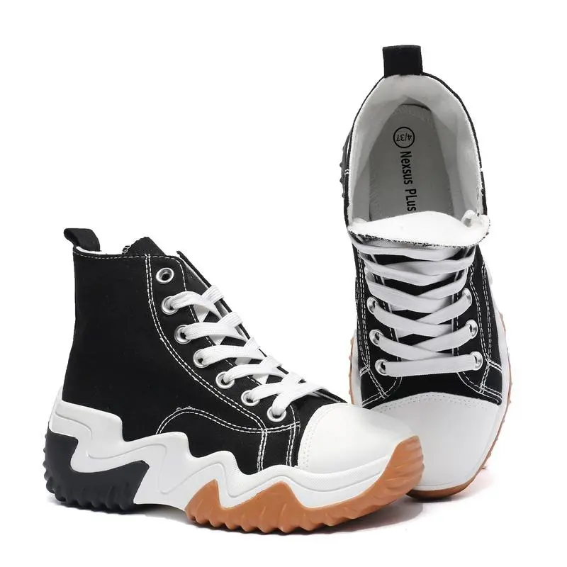 Ladies Women Chunky Sole  Lace Up High Top Casual Hike Platform Round Toe Trainers Sneakers Walking Shoes size UK 3-8 Footwear Sports Shoes Running Runner Training Closed Athletic Girl Valentine Gift for her Valentine Sale Valentine Gifts 7