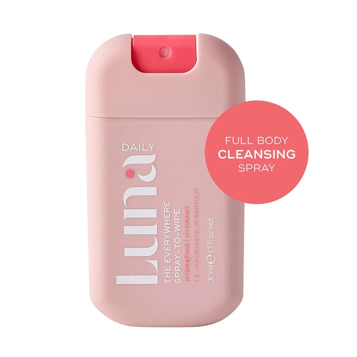The Hydrating Free Everywhere Spray-To-Wipe Mini - Full body cleansing spray for everywhere, like a shower in your pocket. Cleanse skin on the go, with our unique [THERMA-BIOME+] complex: thermal water, prebiotics & vitamins. With Omegas 3 & 6 to hydrate.