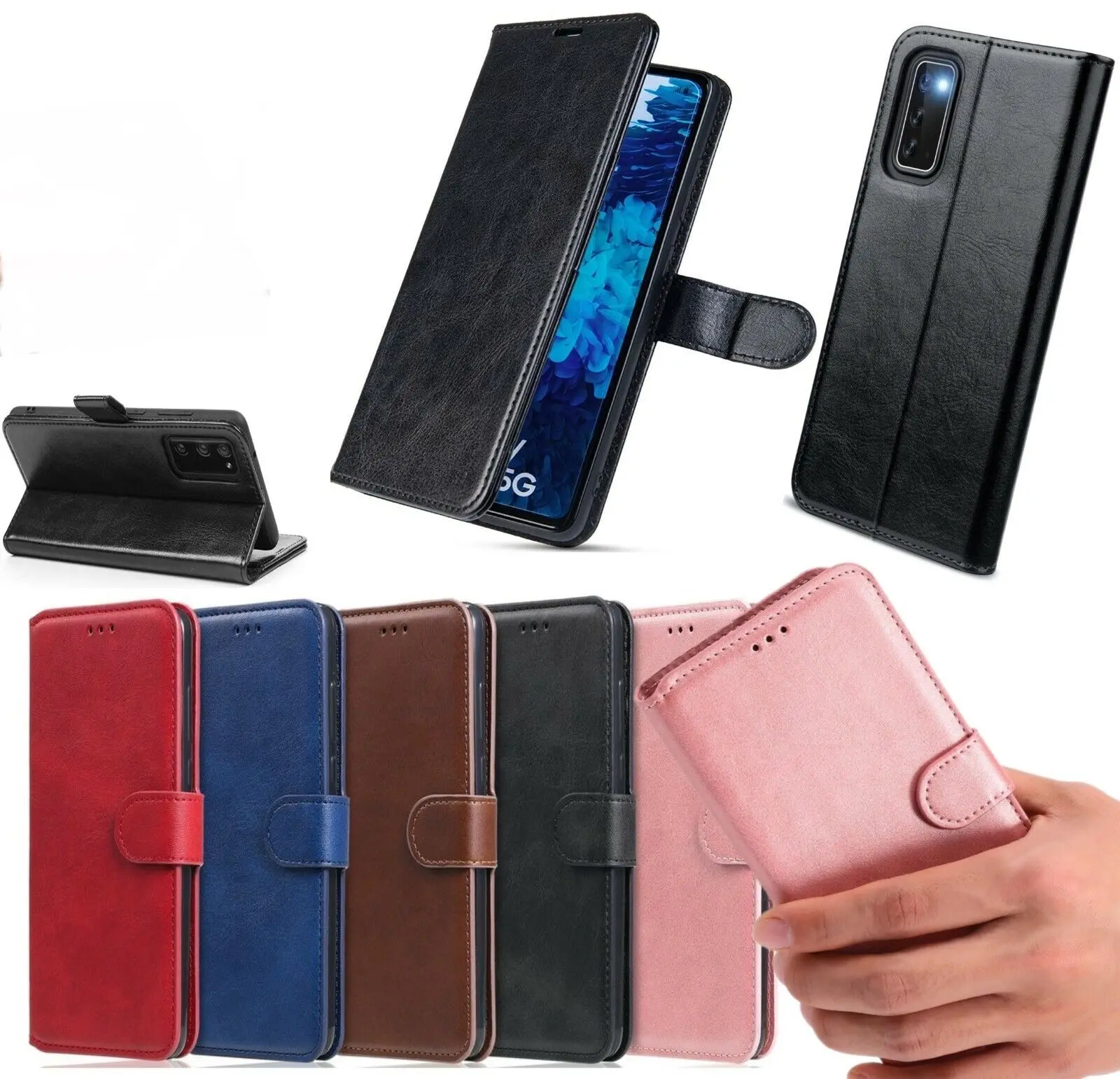 Book Case Wallet Flip Cover Full Covered Leather Screen Protector Full Cover Surface Coverage For Samsung Galaxy S24 S23 S22 S21 S20 + Ultra S10 S10e S9 S9+