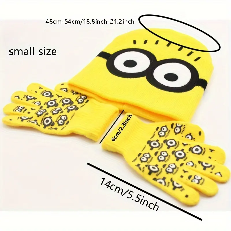 Knit Beanie and Gloves Set: Adorable Cartoon Winter Warmers, Perfect for Christmas, New Year, or Birthday Gifts 2