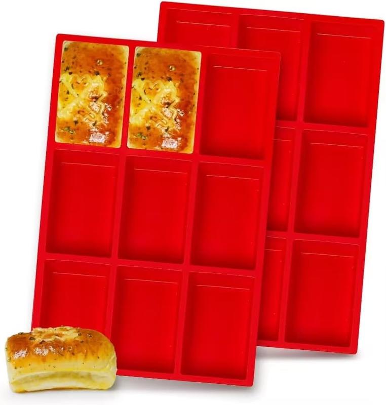 Silicone Mini Loaf Pan, 2PCS 9-Cavities Mini Loaf Mould, Mini Bread Pan, Bread Baking Mold, Soap Moulds, Baking Tray for Mini Bread, Toast, Brownie, Cornbread, Cheesecake, Meatloaf 0