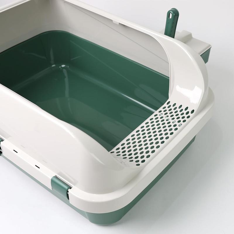 Cat Litter Tray Box, Litter Box, Plastic Cat Open Top Litter Tray with Scoop and Scoop Box Kitten Detachable Rim Easy Cleaning, 57.2 x 41.5 x 24.3cm 3