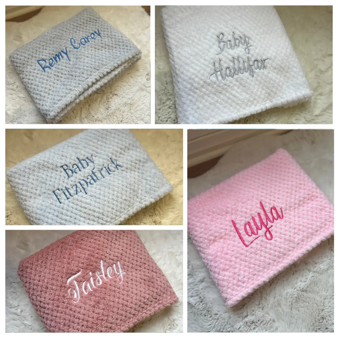 Personalised Baby Waffle Blanket Embroidered With Name