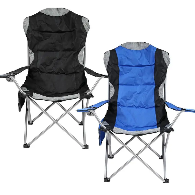 Folding Camping Deluxe Chairs Heavy Duty Luxury Padded with Cup Holder High Back 1