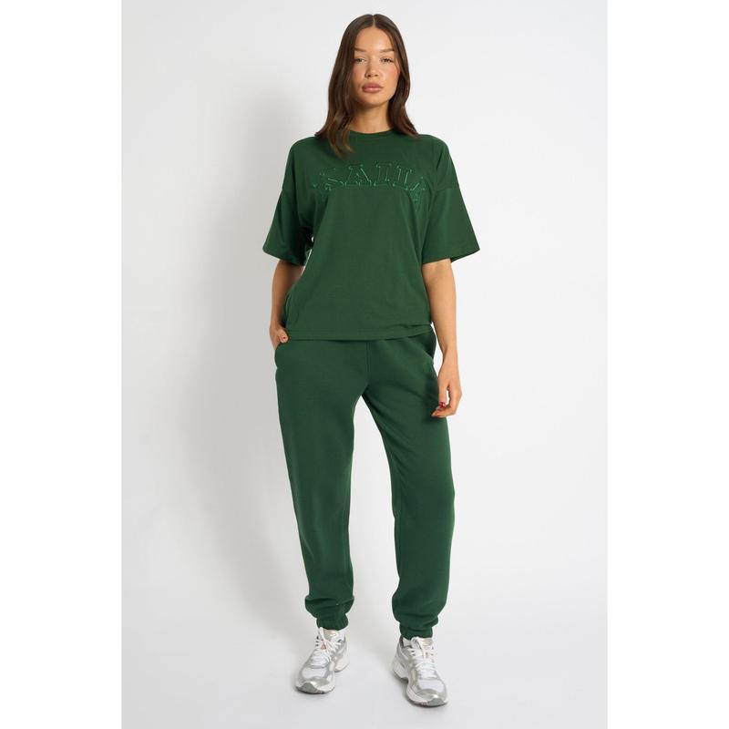 Kaiia Logo Oversized T-Shirt Forest Green 2
