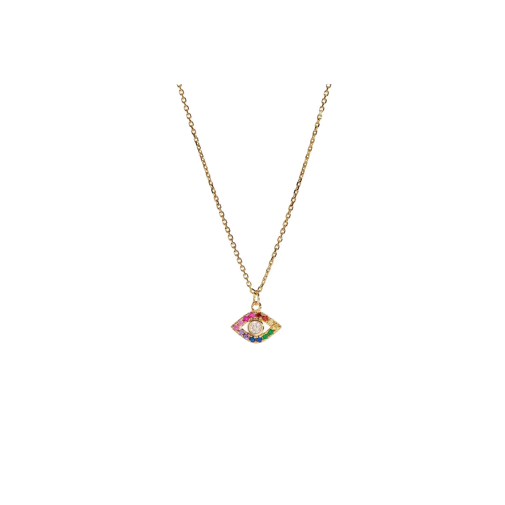 Wildest Dreams Rainbow Evil Eye Gold Necklace