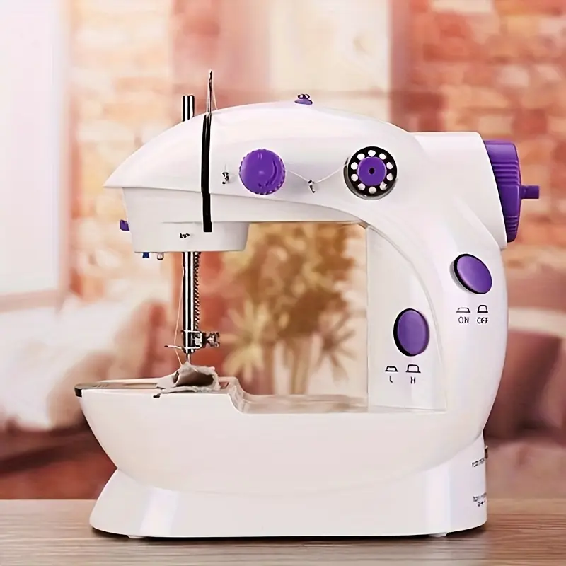 1/2pcs Portable Multifunctional Sewing Machine, Household Mini Electric Sewing Machine, Dual Line 2-speed Desktop Sewing Machine with Pedal Night Light, Suitable for Beginners, Household, Christmas Gifts, Holiday Gifts, Birthday Gifts, Violet 0
