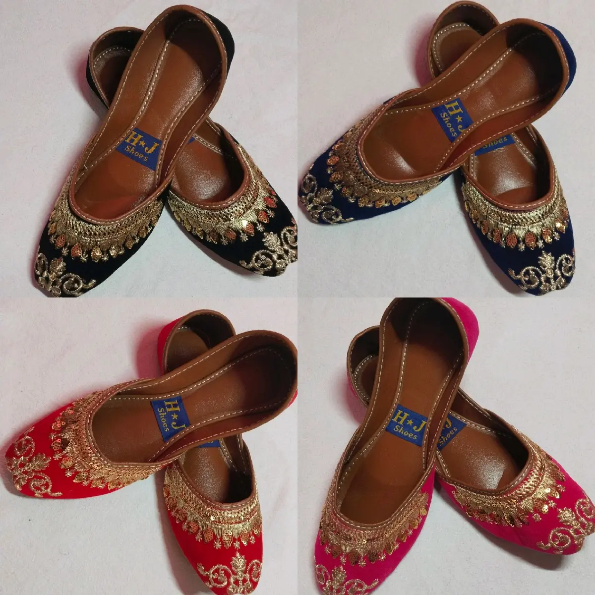 Khussa Shoes Punjabi Jutti with Velvet Material and Embroidery Design - Comfortable to Wear with Cushioned Padded Soles