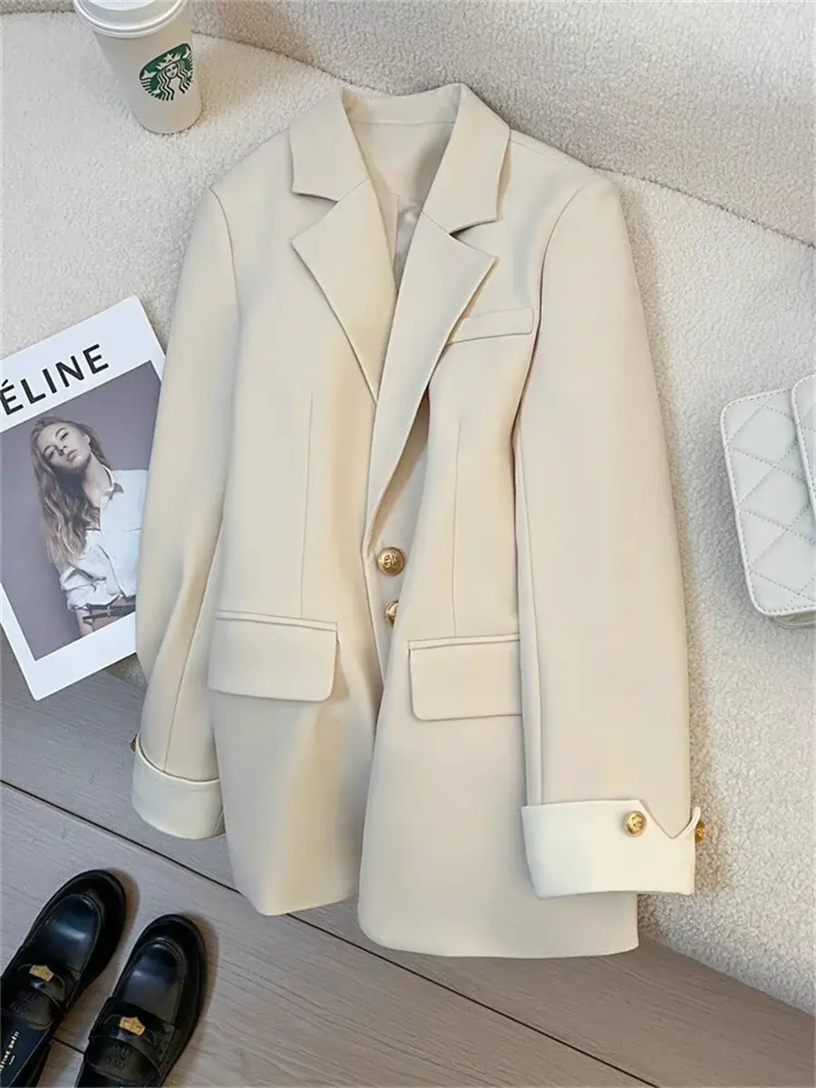 Spring 2025 outfits,Women's Suit Coat blazer outfits women office outfits women black blazer classy outfits women Female Outwears Basic Womenswear Minimalist Comfort Outerwear Elegance Jackets