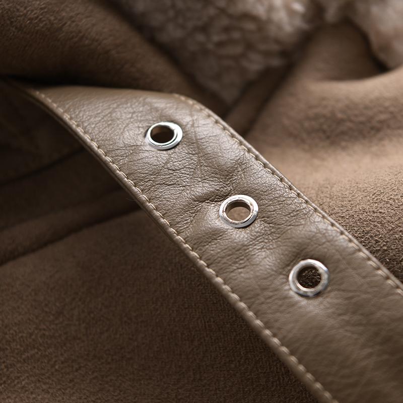 Product Introduction of 2024 Winter Women Thick Warm Suede Lamb Jacket Short Motorcycle Brown Coats Faux Shearling Sheepskin Leather Jackets Outwear 28