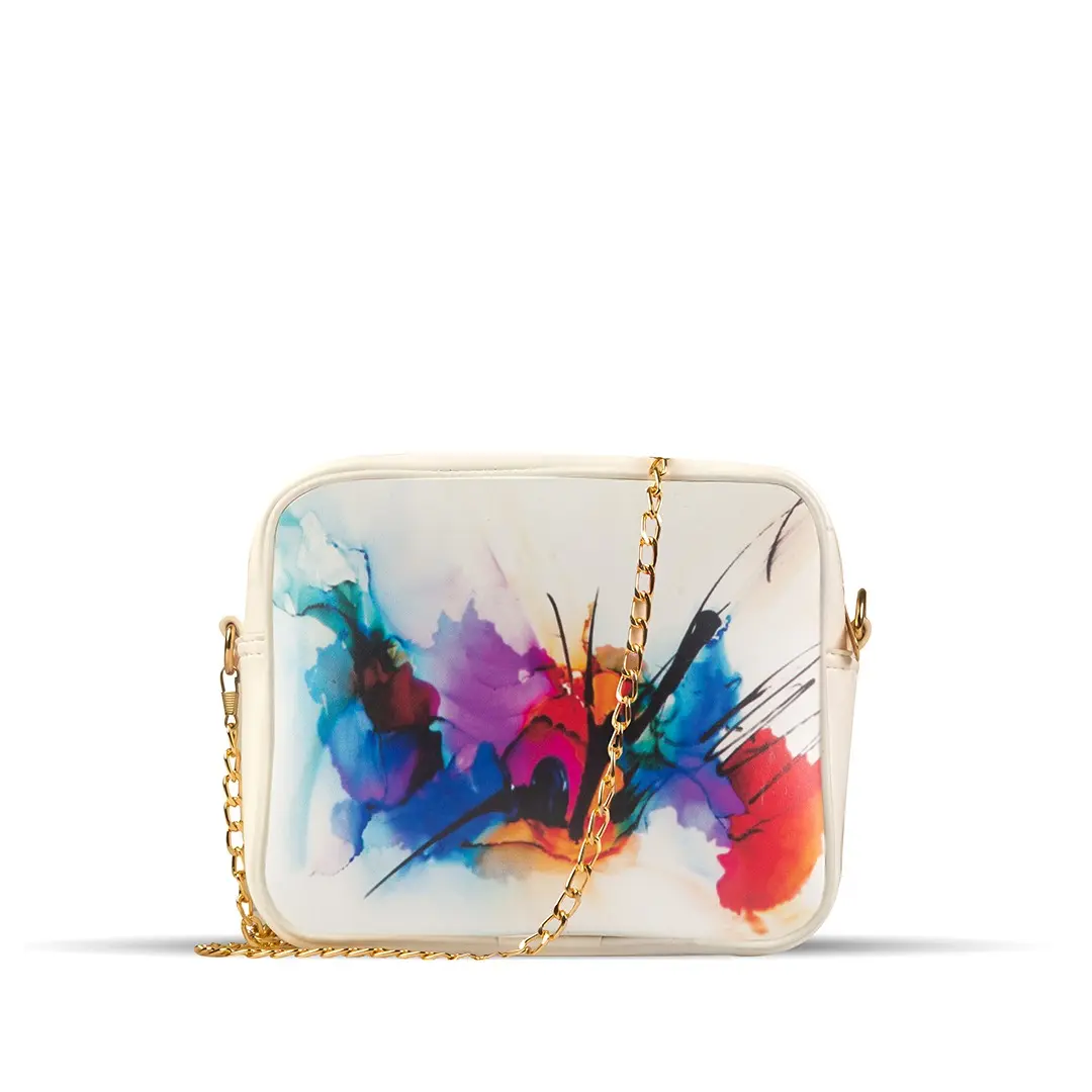 Crossbody Bag for Women – Elegant Style Women Bag, Shoulder Bag, White Color with Golden Chain Strap
