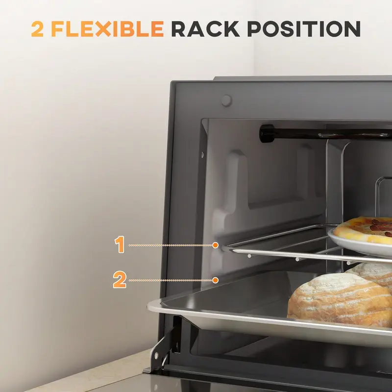 [Home kitchen] Mini Oven, 9L Countertop Electric Grill, Toaster Oven With Adjustable Temperature, Timer, Baking Tray And Wire Rack, 750W 4