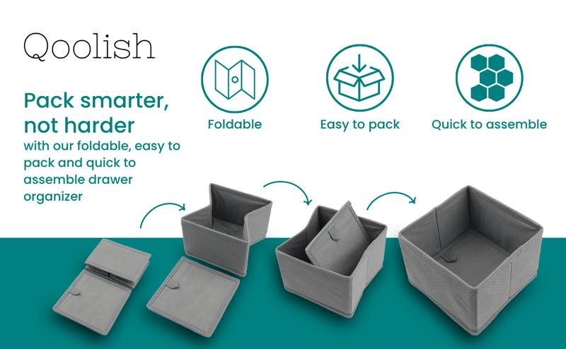 Product Introduction of Qoolish Drawer Organiser Set of 6 - Sturdy Clothes Drawer Organizer for Bedroom, Wardrobe and Drawer Boxes Lightweight   Shiny Pack Multicolor 4