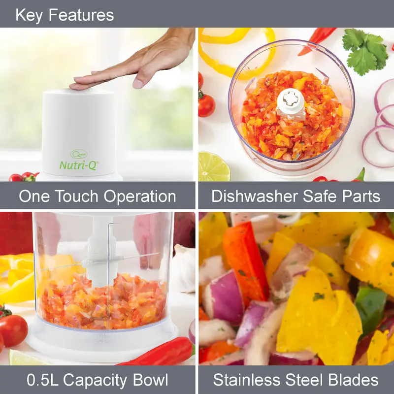 Quest Nutri-Q Turbo Food Chopper & Mini Food Processor - 2 Speed + Turbo Boost 2