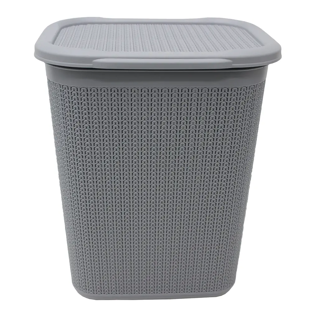 JVL Loop 50 Litre Plastic Laundry Basket, Grey Organiser Room