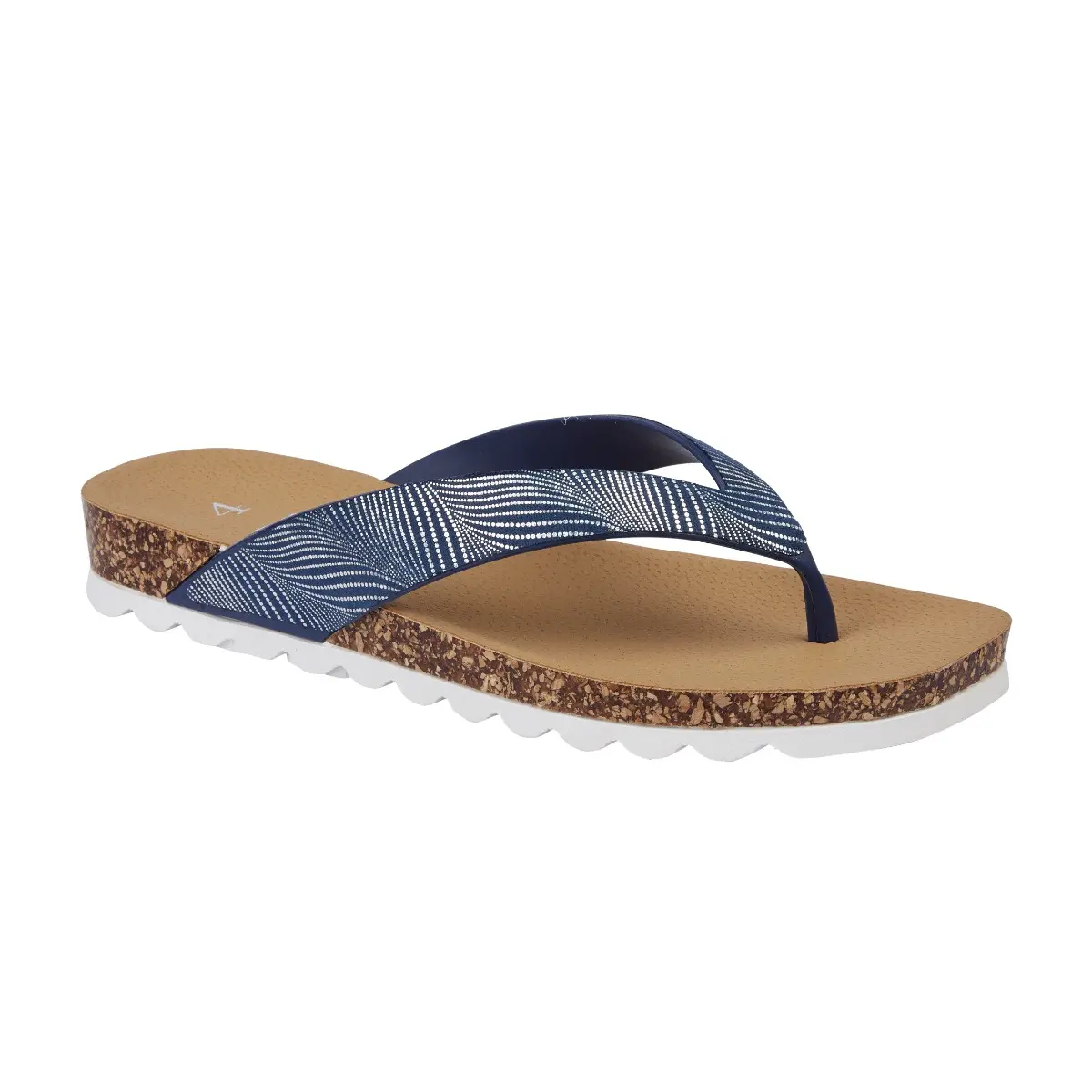 DAWN - Ladies toe-post with silver foil and square toe Girl Women