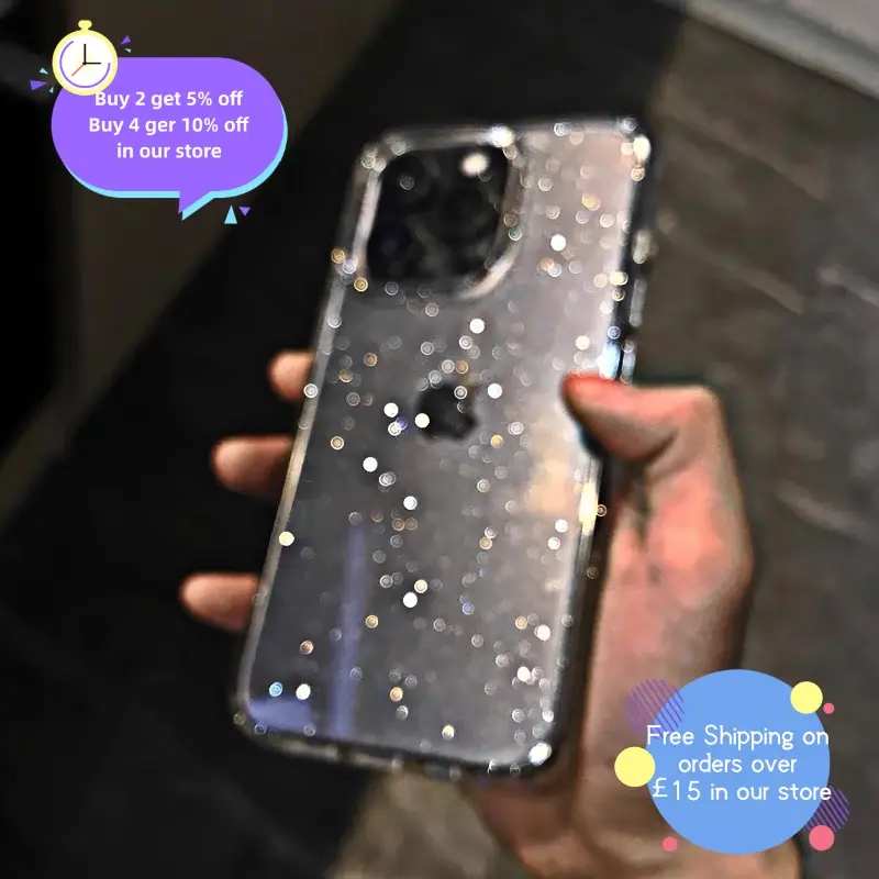 「Bubble Phone Case」Luxury Bling Glitter Transprent Case for IPhone 15 14 13 12 11 X XS XR 8 7 6 Pro max plus mini Protector Accessories Cover Protection