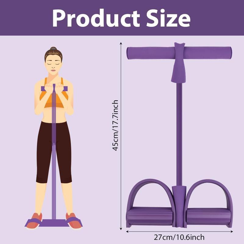Product Introduction of Multifunction Resistance Training, 4 Tube Pedal Resistance Band, Sit-up Pull Rope Fitness, Tension Rope Sport Trainer, Tummy Trimmer, Home Gym Equipment for Women/Men pull  rope tight  rope 8