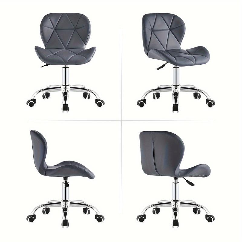 Office Desk Chair Faux Leather Adjustable Computer Chair with Wheels Home Office Chair with Chrome Base Padded Swivel Study Chair for Bedroom 1