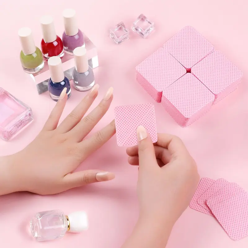 Lint Free Wipes for Nails, 600PCS Nail Wipes Pads, Nail Polish Remover Pads, Nail Varnish Remover Pads, Absorbent Remover Wipes Meltblown, Nail Art Tool Cleaning for nails, Pink Manicure Nail Care Cleanser Cleansing 1
