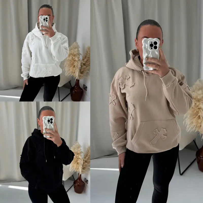 HOODIE CROSS Hoodie Fleece Lined Super Soft Comfy Jumper Top - H-1087 2