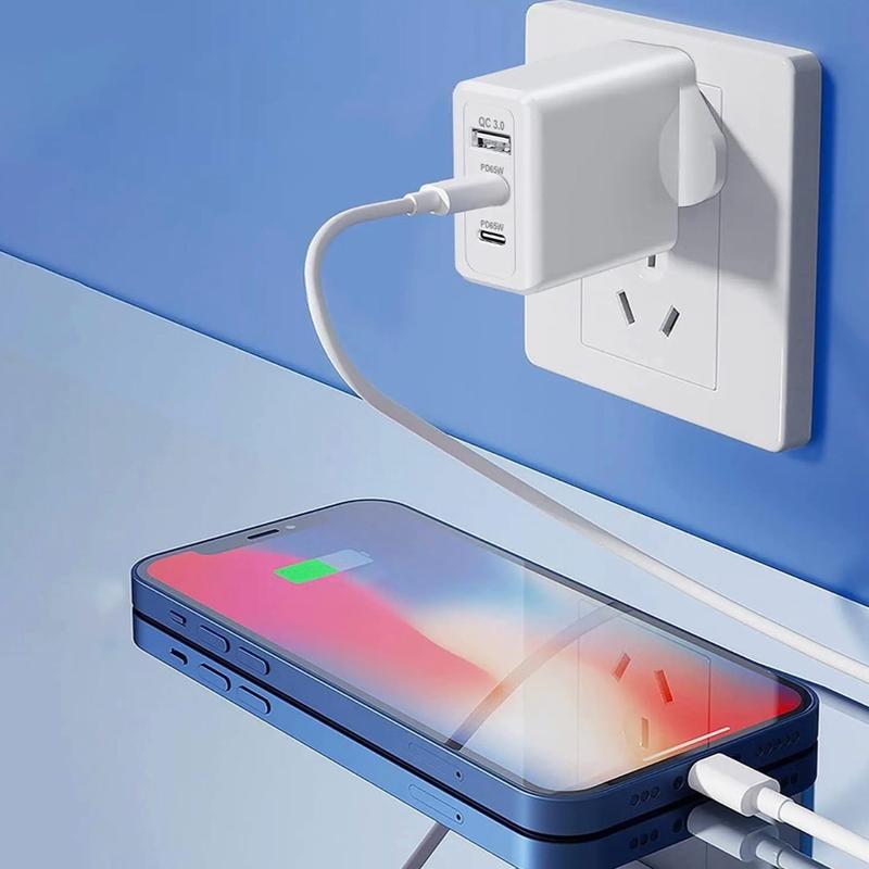 65W GaN Fast Quick Charger for Type-C Devices - UK Plug - Charging 5