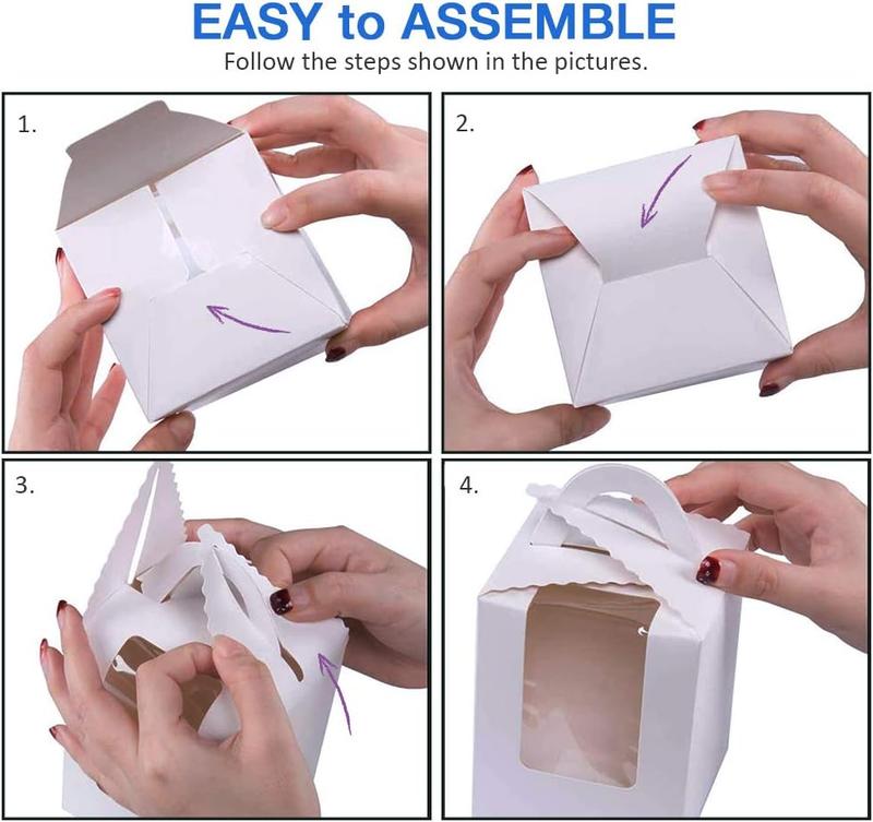24 Pieces Single Cupcake Boxes, Cake Boxes with Window, Cupcake Carrier with Inserts, Individual Bakeware Set Utensils 4