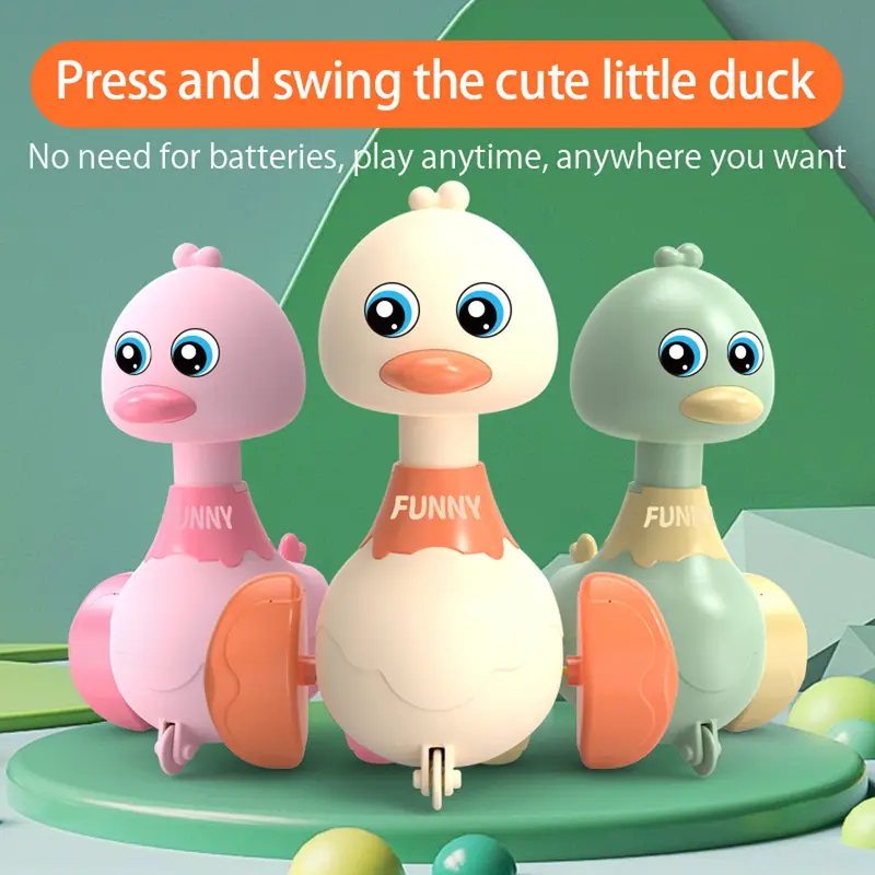 Baby Toy Swing Duck Toy Cartoon Press Vehicles Glide Animal Inertia Pull Back Cars Early Education Toys for Toddlers Boys Girls 4