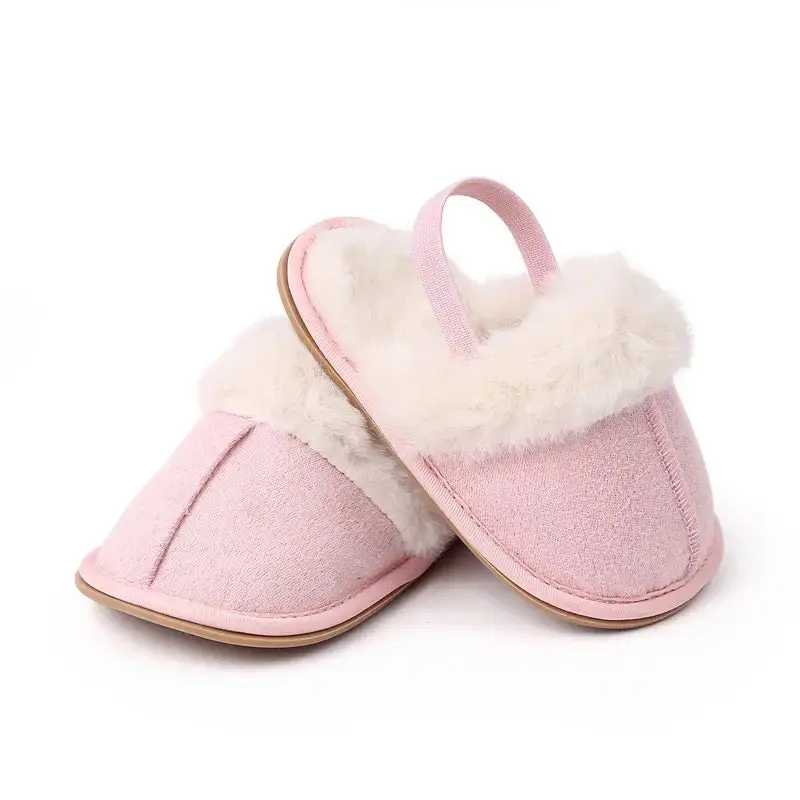 Pink Fluffy Baby Slippers 0