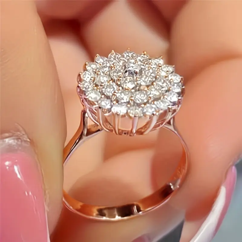 Stylish Lotus Seed Shape zirconia Flower Ring Romantic Wedding Fine Jewelry Anniversary Gift 3
