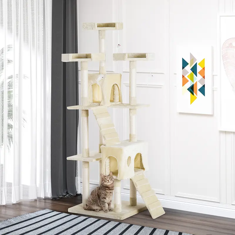 Cat Tree for Indoor Cats Play Tower Activity Center Kitten Scratch Post Climbing Tower 181 cm 0