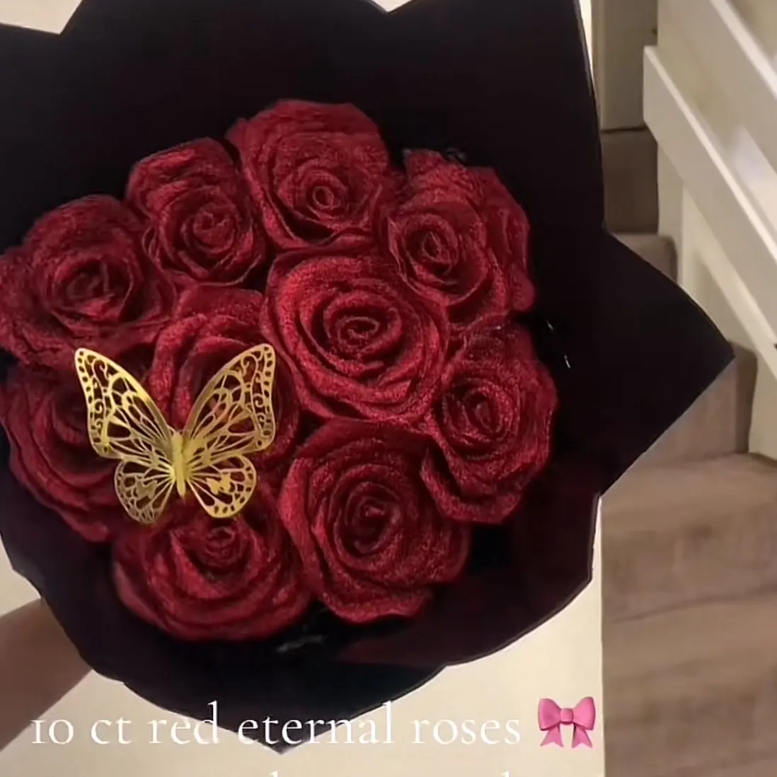 10 count eternal glitter rose bouquet with 2 butterflies