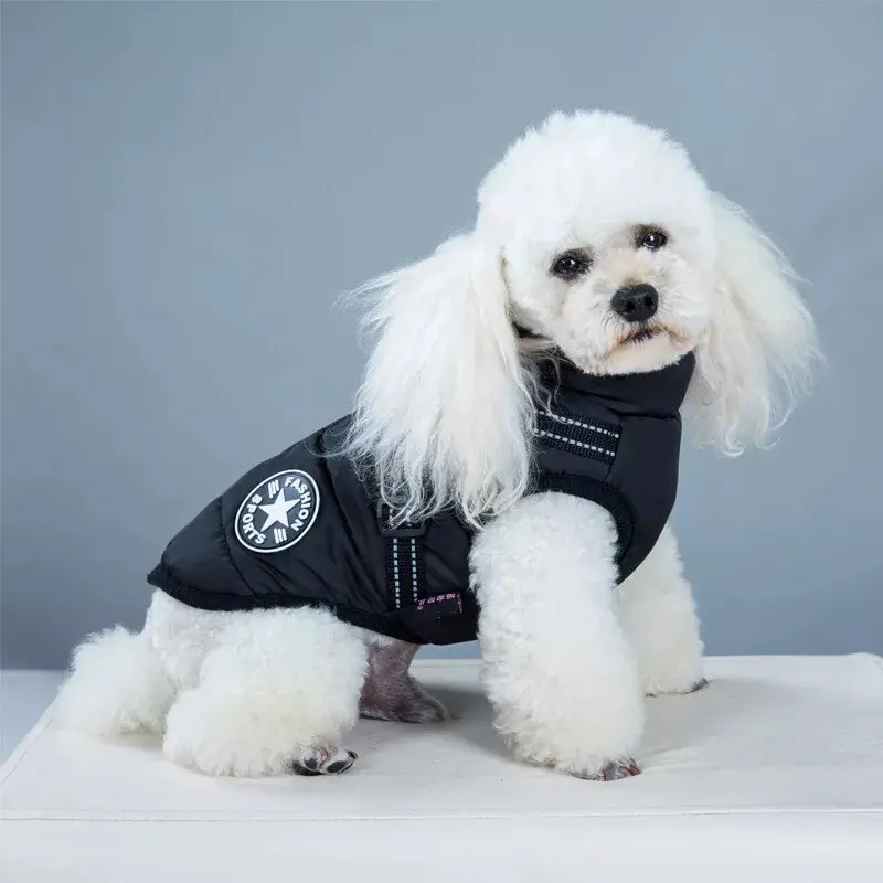 Dog Coat Waterproof With Harness Jacket Raincoat Winter Zip Coats Pet Hole Warm 7