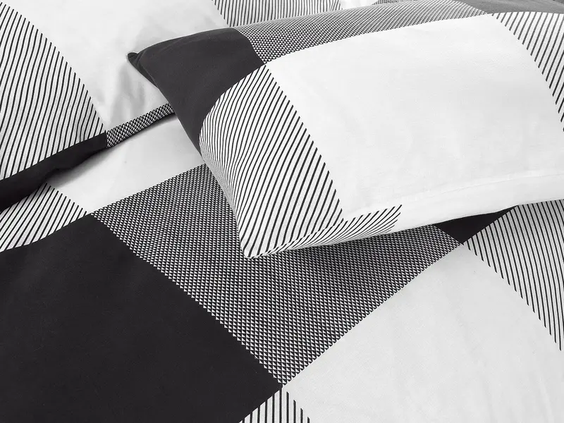 Night Zone Duvet Cover Set Check Squares Reversible Larry Luxury Printed Bedding Set 1