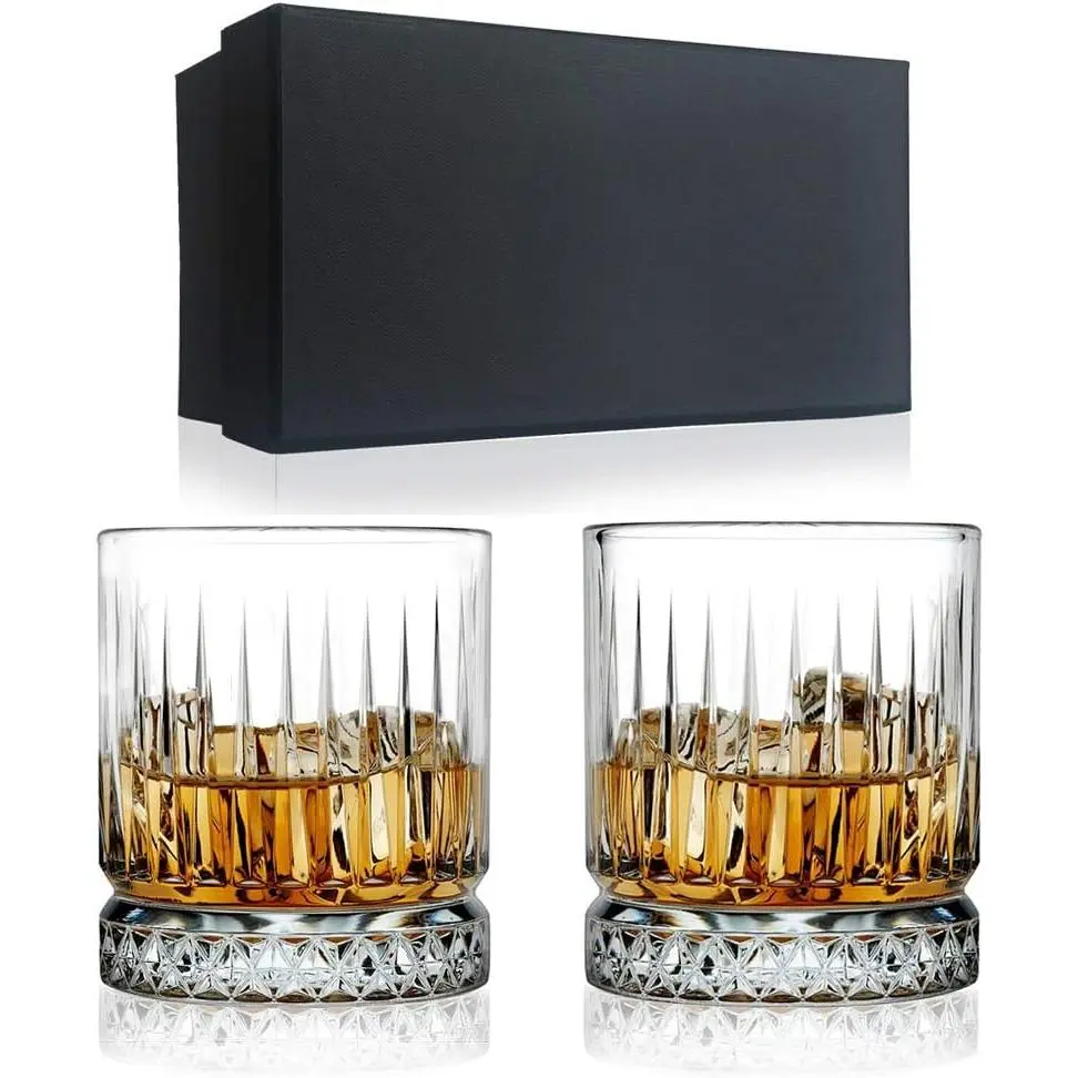 Whiskey Glasses | 350ml Whisky Glass | Set of 2 Whiskey Glasses | Whisky Tumbler for Scotch, Bourbon, Gin & Tonic & Negroni Cocktail | Whiskey Glassware Gift Set