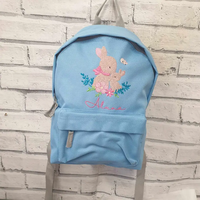 Personalised Mama And Baby Bunny Rucksack, Embroidered Toddler Bunny Backpack, Nursery Bag 2