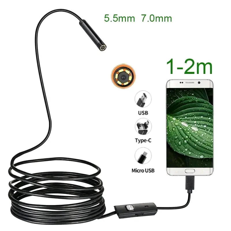 Android Endoscopy Micro Camera 5.5mm Length 1m Length Bore Scope Tiny Hole inspection waterproof smartphone camera