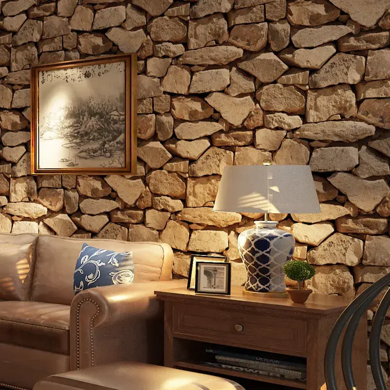 3D Vintage Modern·Brick Effect·Wallpaper Realistic Slate Stone Textured Decor~UK