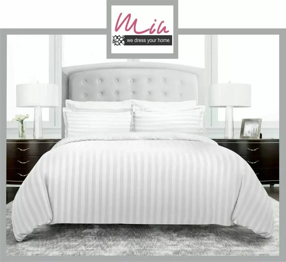 Egyptian Stripe Duvet Quilt Cover Set in Luxury Microfiber - Single Double King Size with Pillowcases