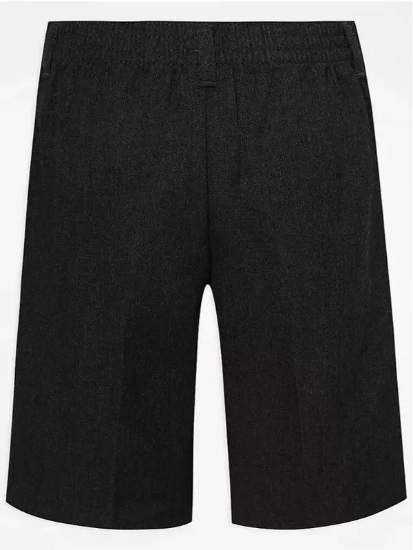Pack of 2 Boys School Shorts Half Elastic Waist Solid Colours Charcoal, Grey, Navy, Black 3