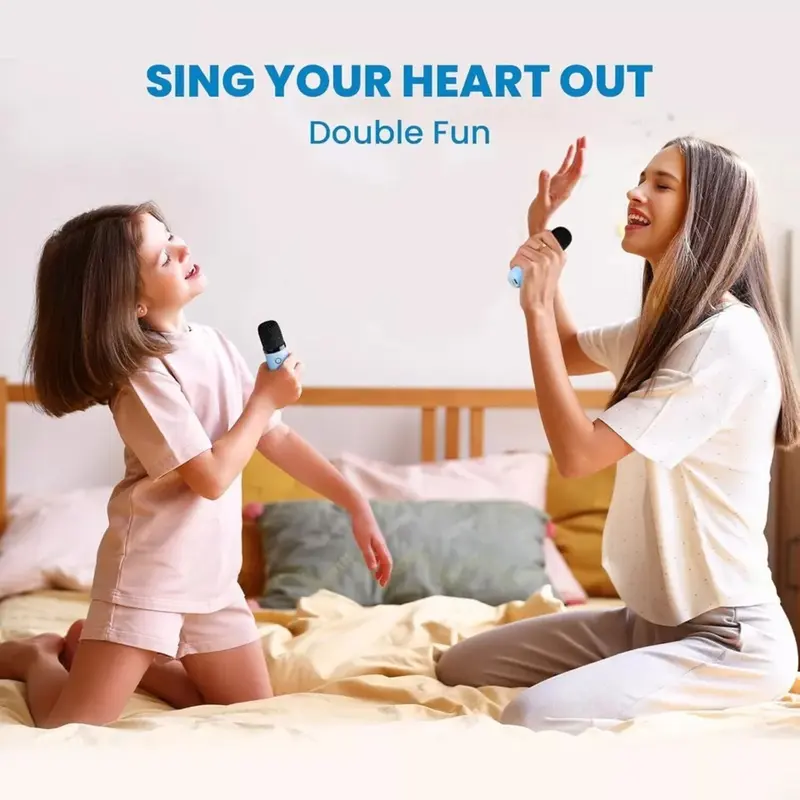 Mini Karaoke Machine Kids with 2 Microphone Portable Bluetooth Speaker with Led, Surprise Gift, Singer Gift Audio, Christmas Gift mini karaoke Rechargeable Cable portable  karaoke mini karaoke portable  wireless wireless  karaoke sound system sound  boks 6
