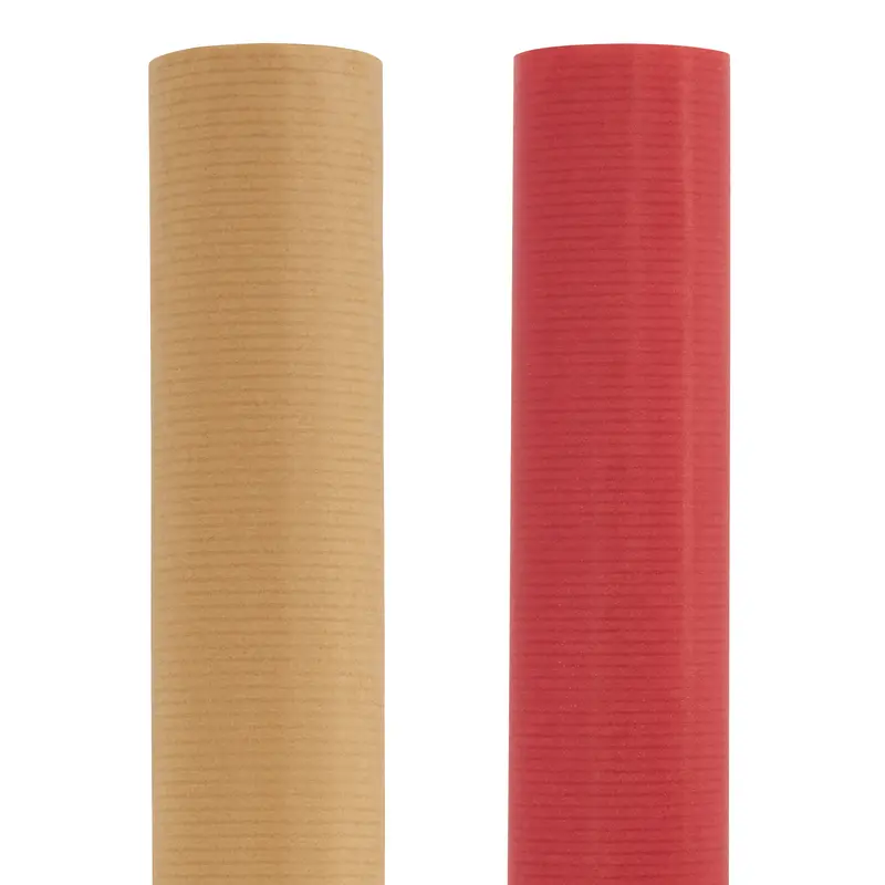 Christmas Wrapping Paper Gift Wrap Natural Kraft Paper Ribbed Eco Wrap Red Brown Bulk Pack 12M Festive 4 Pack 4
