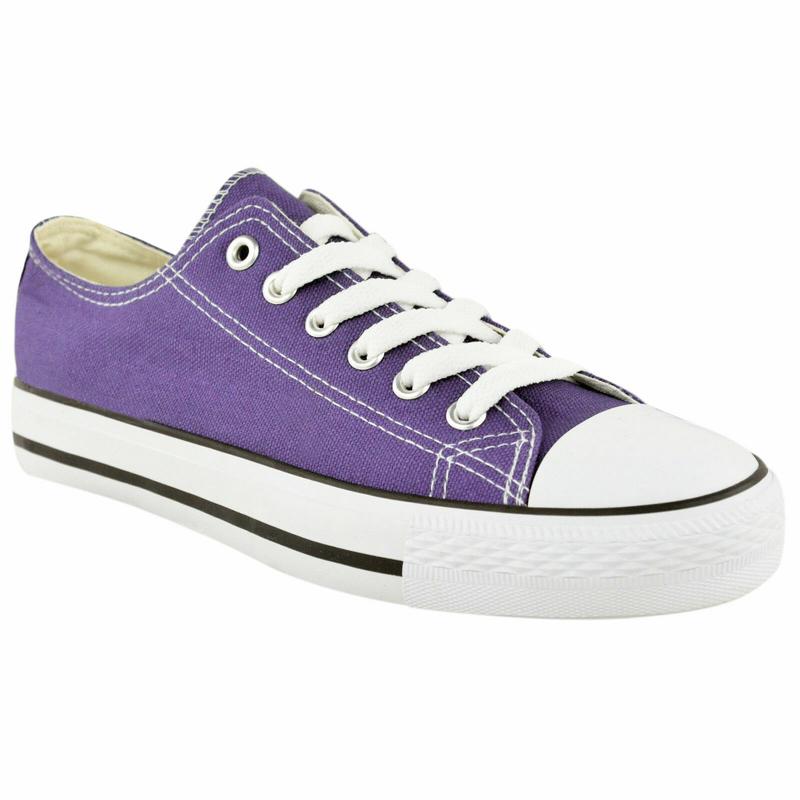 LADIES WOMENS FLAT GIRLS PLIMSOLLS PUMPS TRAINERS LACE UP CANVAS SHOES TRAINERS Footwear Walking Shoes 4