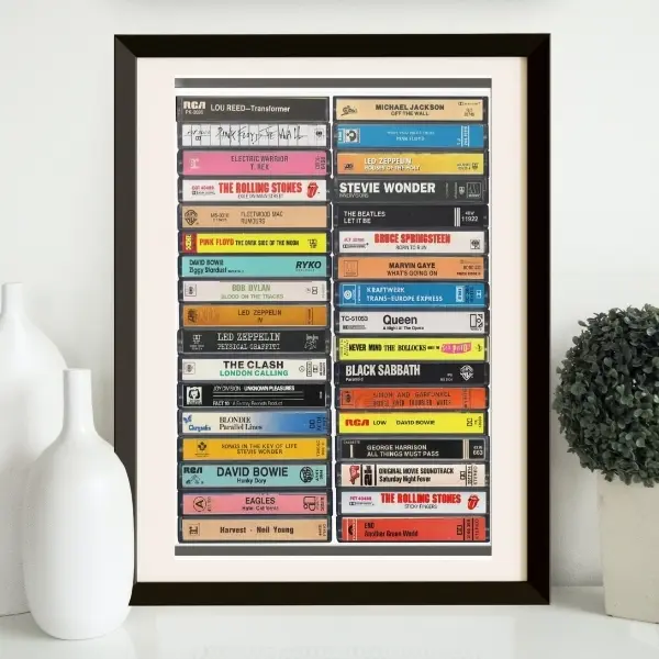 Retro Music Poster, Cassette Stack, Vintage Wall Art Print, Music Room Decor, Musician Gift, Home Office Decor, music wall art, from the, 70s 80s 90s 00s A4 poster #55 3