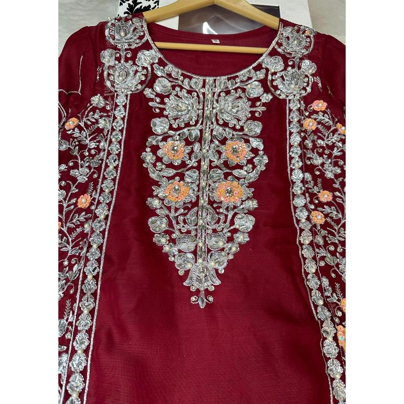SLM610 Reha - Readymade Maroon Chiffon Outfit 6