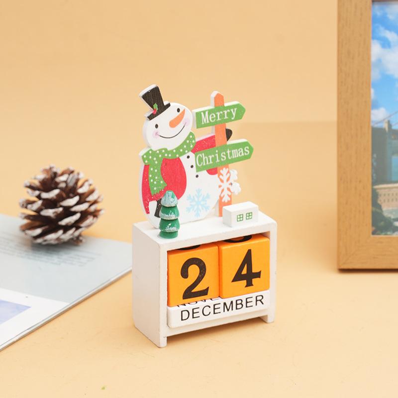 Product Introduction of Wooden Christmas Countdown Calendar with Santa, Elk, and Snowman - Decorative Holiday Blocks for Home and Office, Festive Xmas Advent Numerical Display, Seasonal Gift, No Feathers, Multi-Color 6